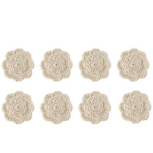 Napperons ronds en dentelle au crochet, 10 cm, lot de 8