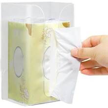 Tissuebox - Muurplakstrip - Transparant - 19x12x8,5 cm - Praktisch voor badkamer en kantoor