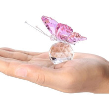 Dekoratives Objekt – Rosa Schmetterling – K9-Kristall – 30-mm-Kugel – Modernes Design