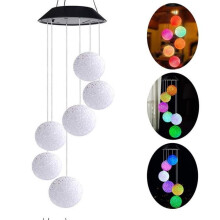 Windgong op zonne-energie voor de tuin, windgong met kleurveranderende lichtbol, buitenverlichting op zonne-energie