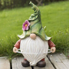 Odipie Gartenzwerg-Statue aus Kunstharz, niedliche Zwergenfigur, wasserfeste Gartenfigur für den Außenbereich mit LED-Beleuchtung