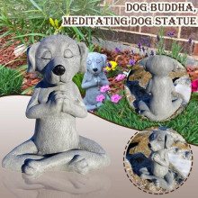 Boeddhabeeld in de vorm van een hond, mediterend hondenbeeld, yogahond tuindecoratie, kerstdecoratie
