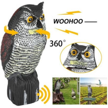 Vogelscheuche - GaoDiRiYong - Drehende Eule - Gartenschutz - Realistisch - Grauer Kunststoff