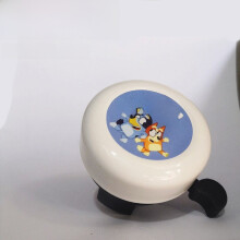 (White Dog)Bike Bell Loud Alloy Easy Mount Fits Stroller For Boys Girls Kids