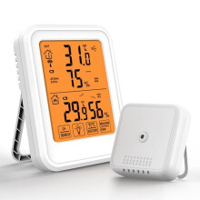 Draadloze digitale hygrometer, binnen-/buitenthermometer voor temperatuur en luchtvochtigheid met touchscreen en achtergrondverlichting.