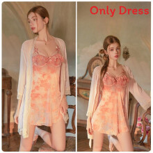 (Robe Belt,OneSize)Kurzes Samt Nachthemd mit kabelloser Unterstützung und coolem Komfort Sommer für