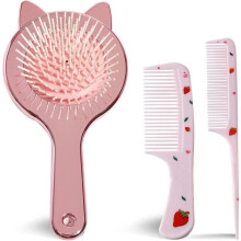 Entwirrbürste – Glänzend – 3-teiliges Set – Airbag-Kamm – Für Kinder – Rosa