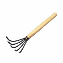 38,1 cm 5-Zinken-Gartenrechen mit Klauen - Ergonomischer Holzgriff, rostbeständiger Stahlkopf (AIMOONSA)