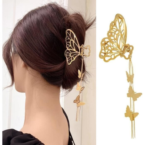 Vlinderhaarclip - Dames - Metaal - Strasssteentjes - Elegant ontwerp - Groot formaat