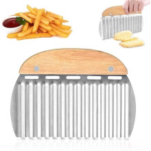 Küchenmesser – Multifunktional – Edelstahl – Wellenschliffklinge – Holzgriff – 15,8 x 11,5 cm