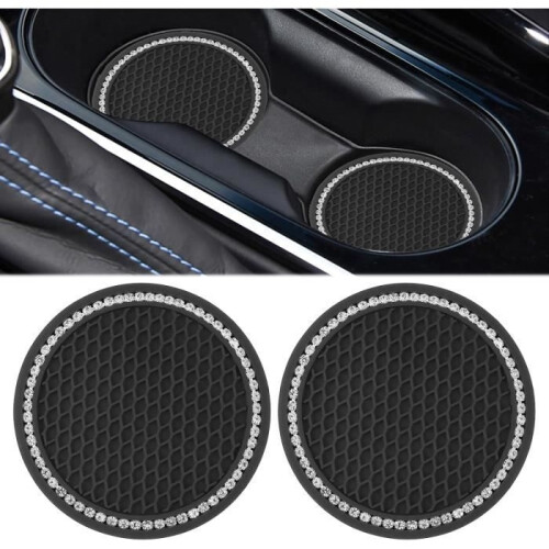 Coasters - Not specified - Set of 2 - Non-slip - 7 cm - Black silicone
