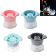 Set mit 4 runden Silikon-Eiswürfelformen (6 cm Durchmesser) für Whisky, vier Farben