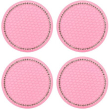 Set van 4 antislip siliconen auto-onderzetters (roze) - Accessoire voor bekerhouder - Strasssteentjes - Voor SUV's, enz.