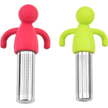 2x Creatieve humanoïde thee-infuser - 304 roestvrijstalen theebal met PP-handvat, herbruikbaar theefilter voor kopje/theepot 10,8 cm