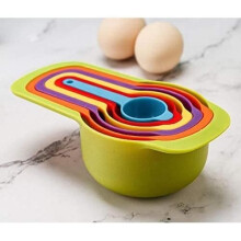 Maatlepel, 6-in-1 regenboog stapelbare maatlepelset voor bakken, verstelbare maatlepel, M [314]