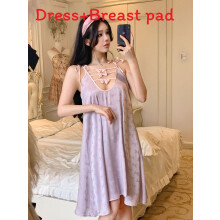(Purple)Sommer Schlafkleid für Damen mit purem Wunschstil und atmungsaktiver Eisseide für erholsame Nächte