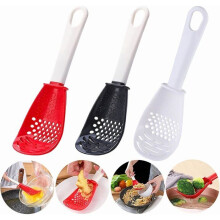 3-teiliges multifunktionales 6-in-1 Küchenutensilien-Set – Löffel/Spatel zum Kochen/Abgießen/Reiben (21,5 x 6,5 x 2,5 cm)