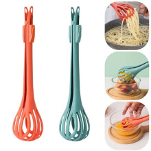 Set van 2 eierkloppers voor in de keuken, 2-in-1, voedseltang en eierklopper, antiaanbaklaag, multifunctioneel.