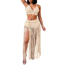 Gehäkelter Badeanzug-Überzug für Damen, Strandkleid,-Aprikose