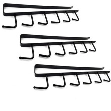 Hängender Becherhalter – Nicht spezifiziert – 3 Stück – Schwarzes Metall – Bohrfreie Montage – Industriestil