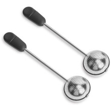 Teekugel mit langem Griff und gedrehtem Design, 2-teiliges Tee-Ei für losen Tee, wiederverwendbares Tee-Ei