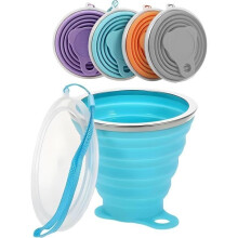 Gobelet pliable - Camping - Lot de 4 - Silicone - Réutilisable - Sans BPA