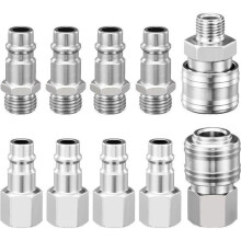 Lot de 10 raccords pour compresseur 1/4" BSP, raccord rapide pour air comprimé, connecteur mâle/femelle pour tuyau à connexion rapide 1/4"