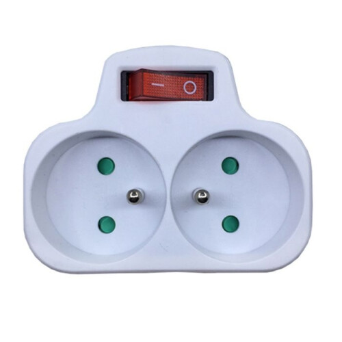 Multiprise murale 2 en 1 avec interrupteur, 16 A, 230 V, blanche