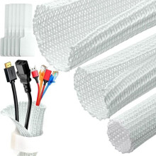 Gaine de câble - Gaine de câble de 3 mètres, gaine tressée flexible et ajustable pour bureau - TV - PC