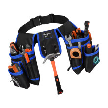 Magnetic Work Belt With Reinforced Fabric Electrician Tool-Blue
