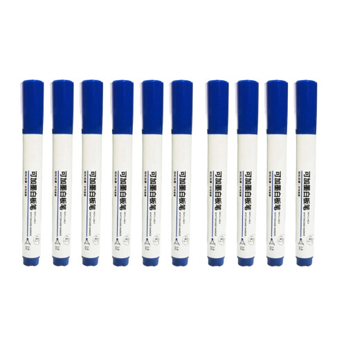 10 Stück löschbare Whiteboard-Marker, runde, breite Spitze,-Blau