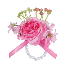 Mooie kunstparels schoudertasje bloem pols corsage-roze rood