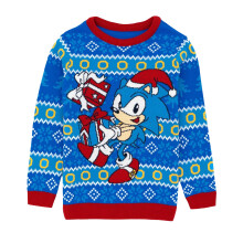 (5-6 Years, Sky Blue) Sonic The Hedgehog Childrens/Kids Knitted Christmas Jumper