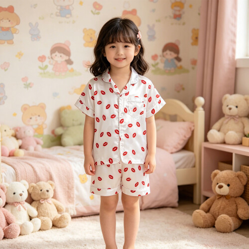 Soft Polyester Childrens Sleepwear Set-Bean pas2te color 150 2