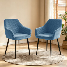 (TEAL, 2pcs) Set of 2 Dining Chairs Velvet Padded Sturdy Metal Legs
