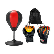 Suction Cup Desktop Punching Bag Boxing Speed Ball with Gloves & Carry Bag