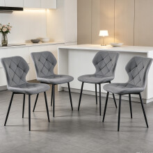 (GREY, 4pcs) 2/4 PU/Velvet Dining Chairs Padded Seat Metal Leg