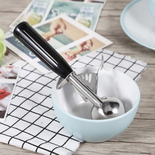 Zerone Fruit Spoon, Practical Stainless Steel Fruit Ice Cream Scoop with Handle Kitchen Tool