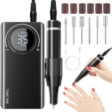 Professioneller Nagelfräser, 35000 U/min mit 6 Fräsaufsätzen für Maniküre und Pediküre