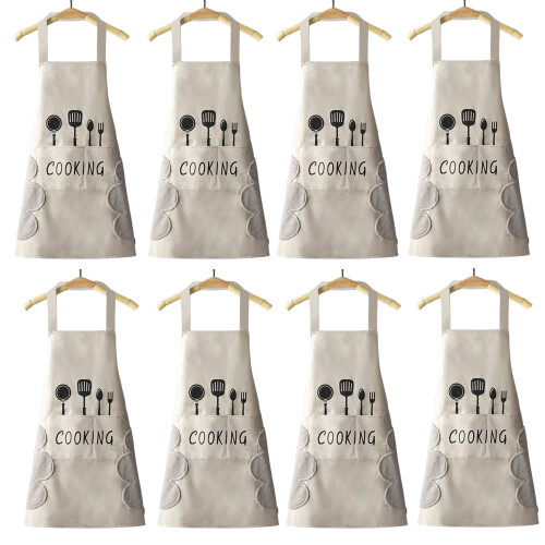 8pcs Work Aprons, PVC Dirt Resistant Apron, Waterproof Oil Resistant 2