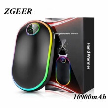 Rechargeable Hand Warmer - 10000mAh 2 in 1 USB Hand Warmer with LED Screen and Light - Black