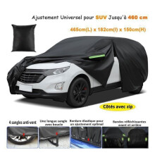 Outdoor-Autoabdeckung für SUVs bis 460 cm, wasserdicht und atmungsaktiv, seitliche Reißverschlüsse, Baumwollfutter, UV-beständig, schnee-