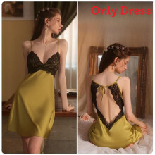 (Color 2,L)Sexy Lencería Vestido para Dormir con Ribete de Encaje y Ajuste Elástico para Mujer Prendas de dormir