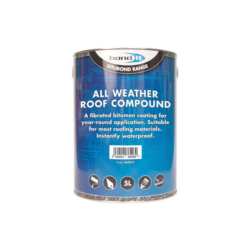 All Weather Roofing Compound Bitumen Coating Waterproof Sealer Seal - 5L 5061043280663