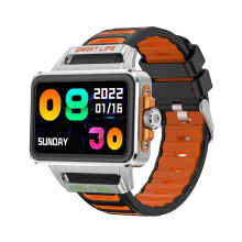 (Siliver Orange) Smart Watch 1.57-inch HD Screen 24h Continuous Heart Rate Sleep Monitor Game Waterproof Smartwatch