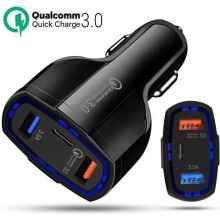 USB-Autoladegerät für Mobiltelefone, 3 Anschlüsse, 36 W Schnellladefunktion 3.0, universeller Schnellladeadapter für Zigarettenanzünder