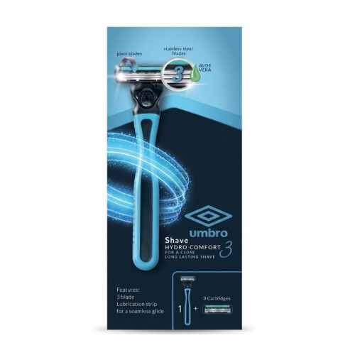 Cabeças Umbro Shave Hydro Comfort 3 Azul Pacote com 4 cabeçotes