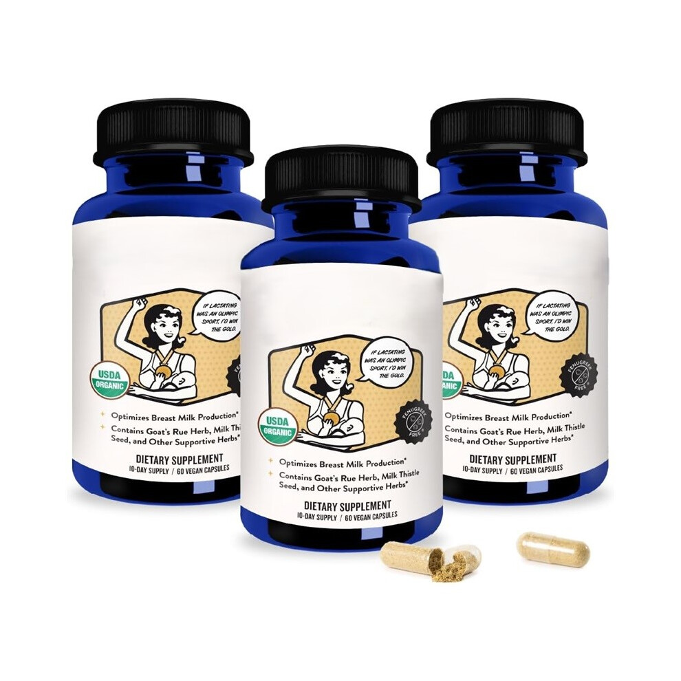 (3pcs) Lactation Supplement with Organic Goats Rue, Milk Thistle,Fennel,Alfalfa & Anise,60 capsules