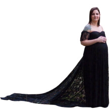 Beautiful Postpartum Ready Maternity Gown Lace-Black XL
