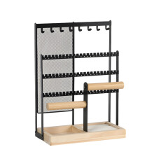 Sturdy Iron and Solid Wood Jewelry Holder Suitable for-Black